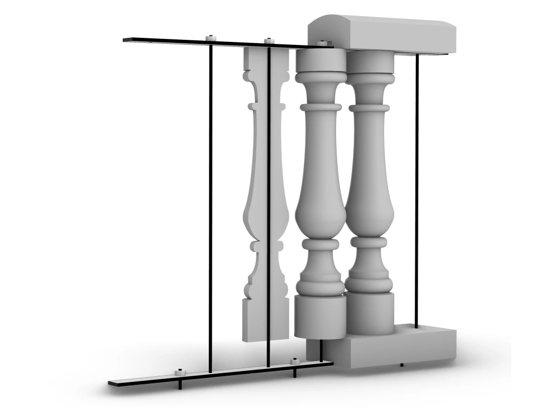 Lightweight balustrade system - one-piece balusters over an engineered steel frame