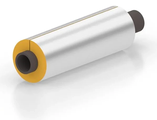 AccuThermax™ Phenolic PPS — foil-faced phenolic pipe section, product render