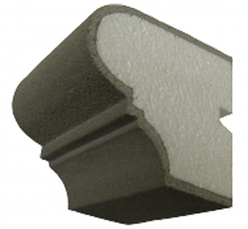 fourPLUS® cornice — raw profile before painting, EPS core with hard-coat